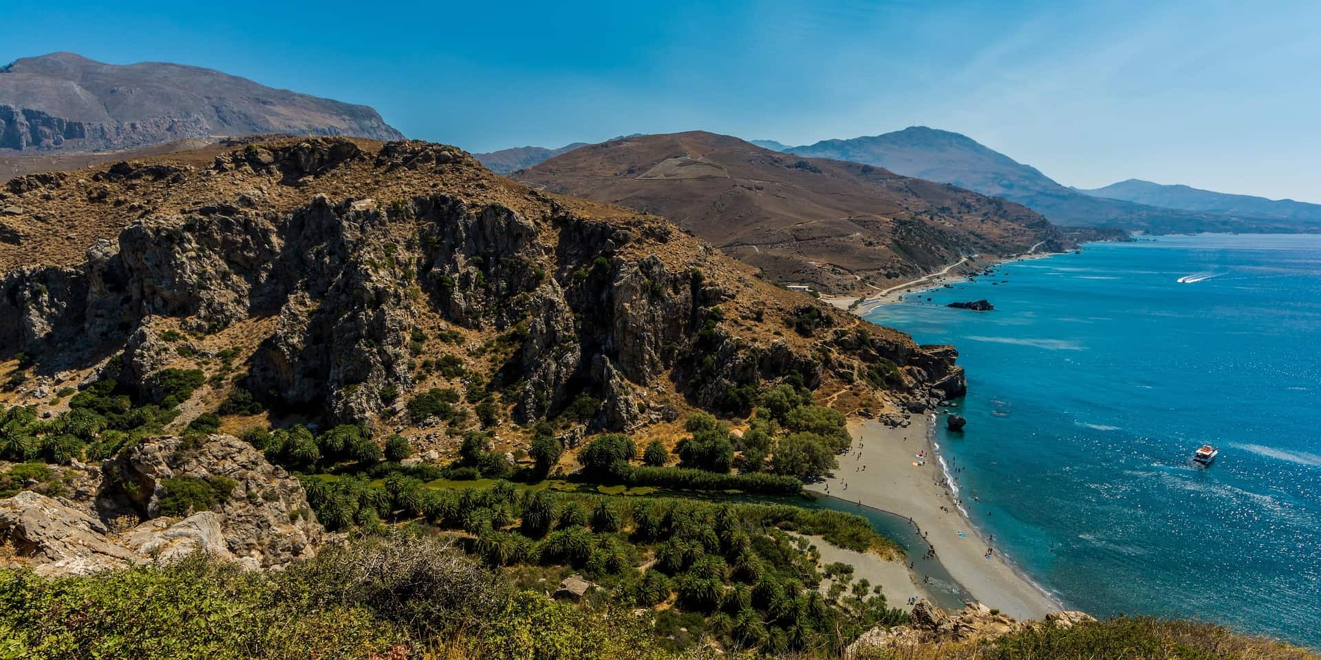 Plage de palmiers de Preveli en Crete